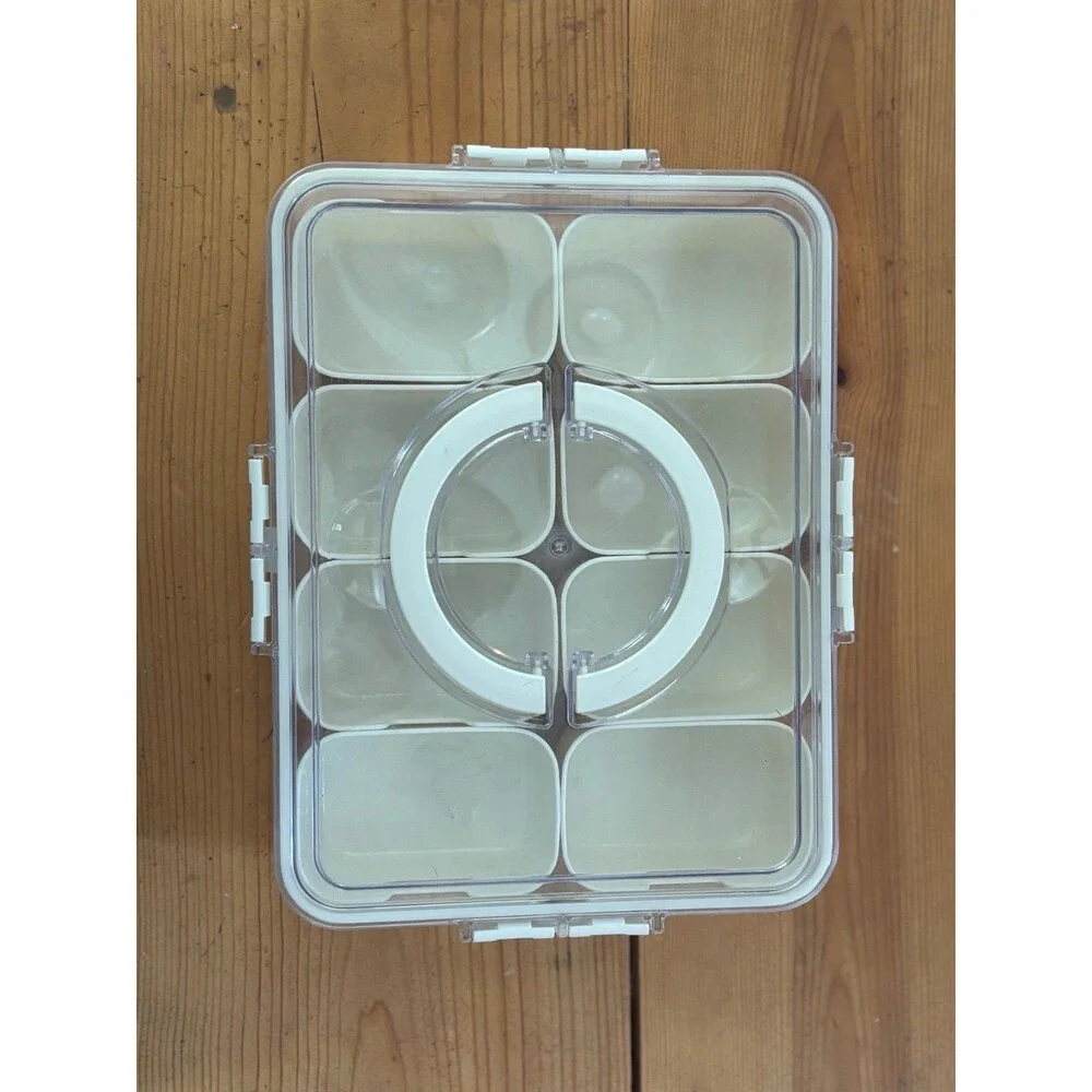 Snackle box, 8 compartment food container with lid for snacks, meal prep, etc